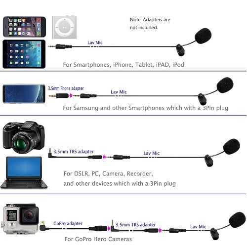 External Clip-on Lapel Lavalier Microphone 3.5mm