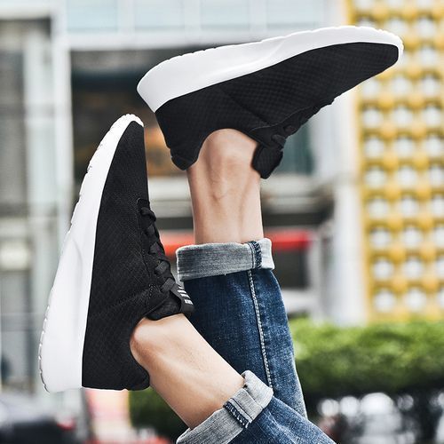 Big Size Mens Sneakers Soft Running Shoes-Black