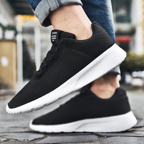 Big Size Mens Sneakers Soft Running Shoes-Black