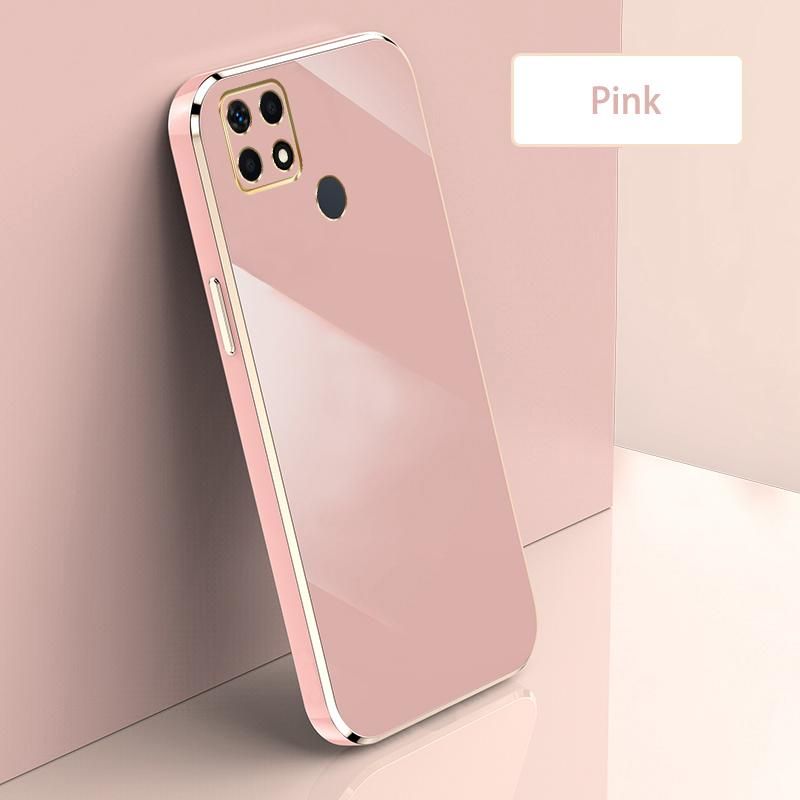 Ultra Thin Plating Phone Case for Realme C21 Lens Protection soft Phone Back Cover-Pink