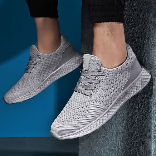 Big Size Light Air Mesh Sneakers Sports Shoes-Grey