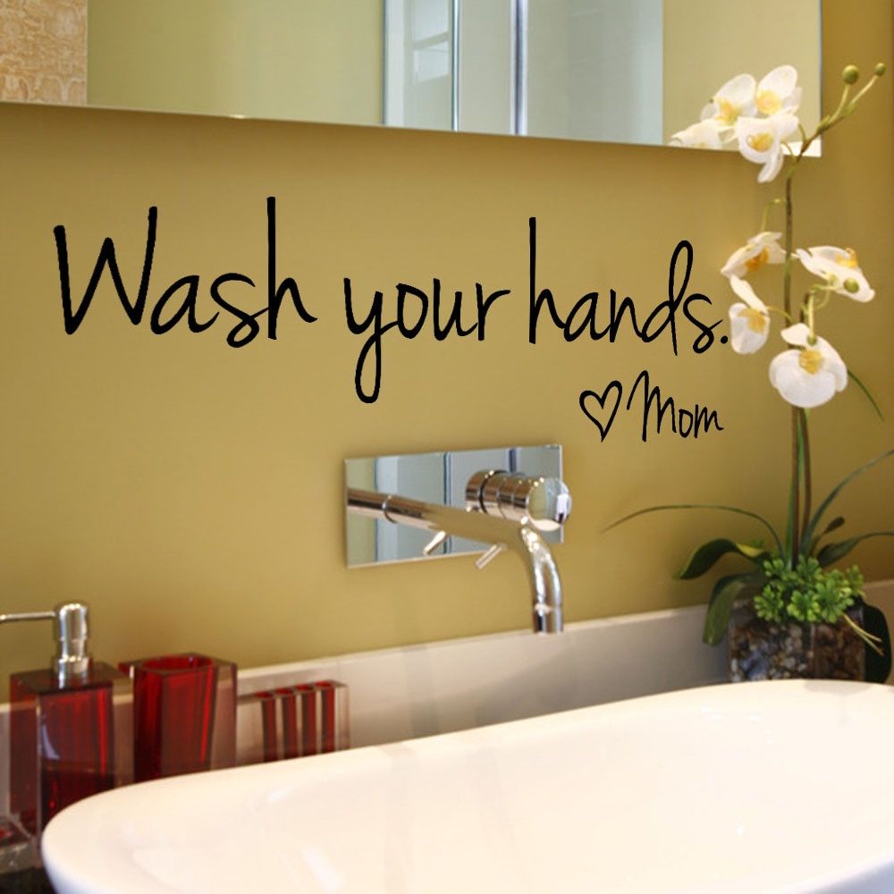 Wash Your Hands Mom Home Decor Wall Sticker Decal Bedroom Vinyl Art Mural-Black