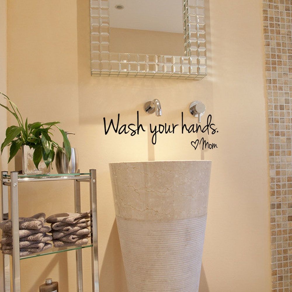 Wash Your Hands Mom Home Decor Wall Sticker Decal Bedroom Vinyl Art Mural-Black
