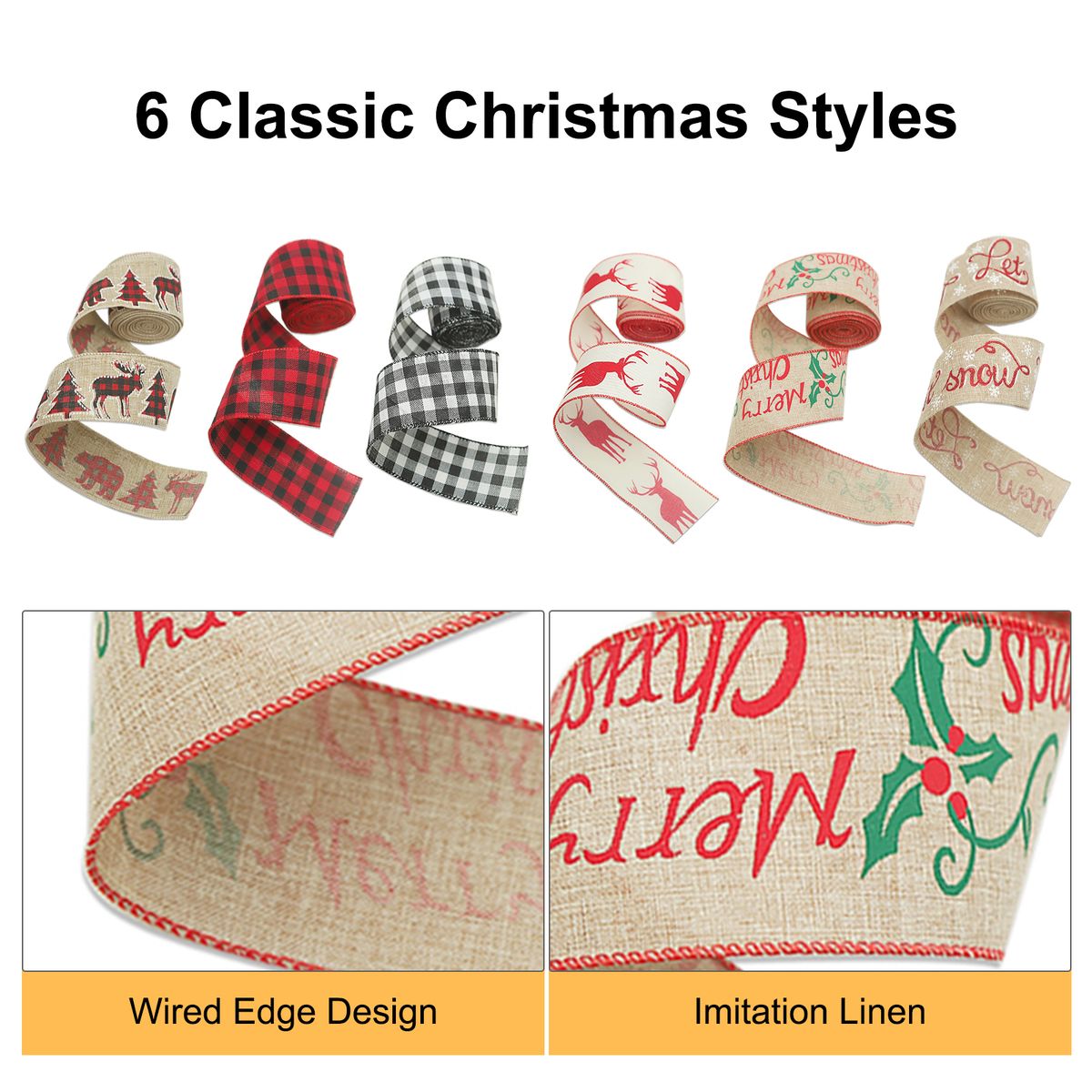 Christmas Ribbon Wired DIY Bow Flower Craft Ribbon For