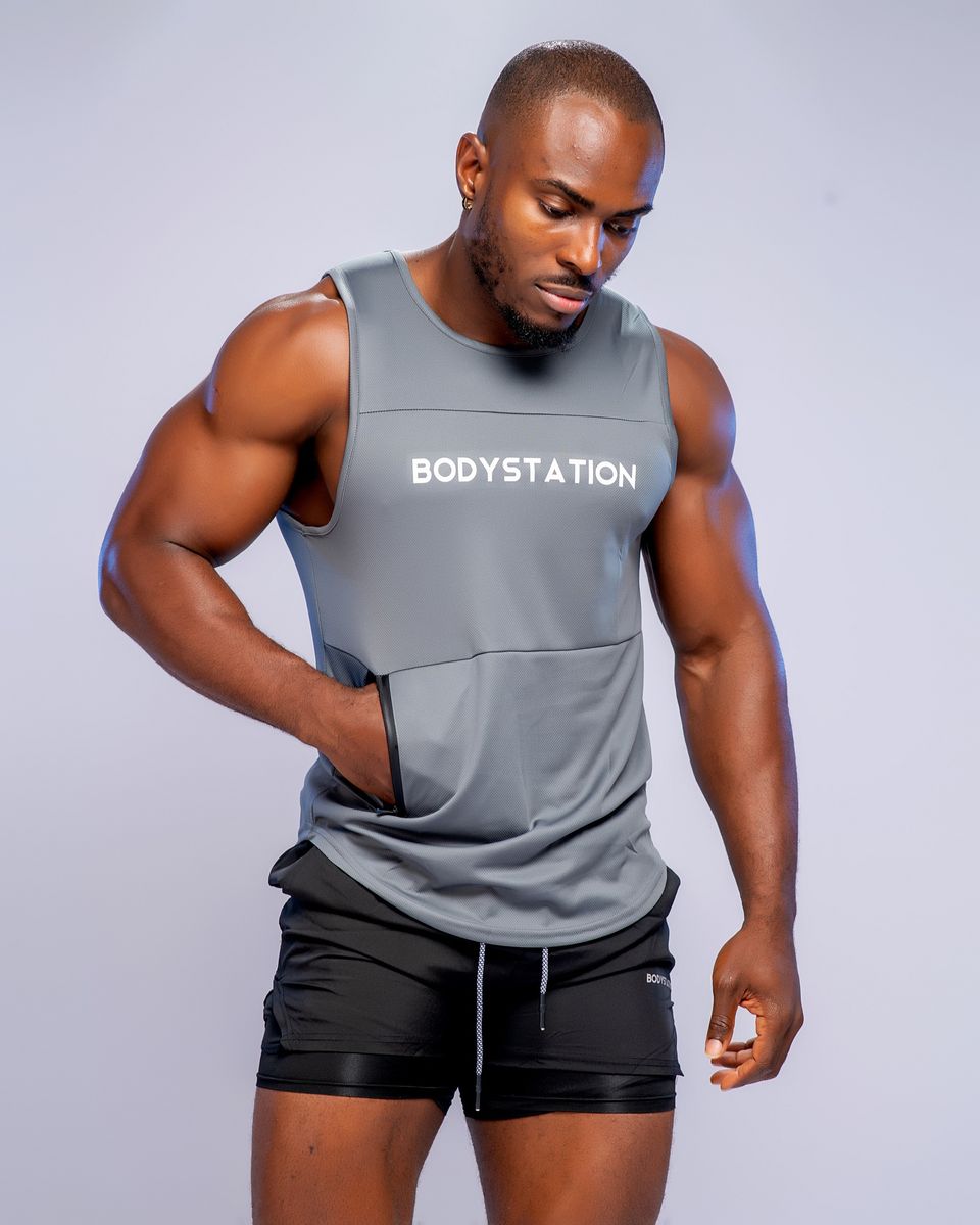Men's Tight-Fit Training Tank Top - Grey