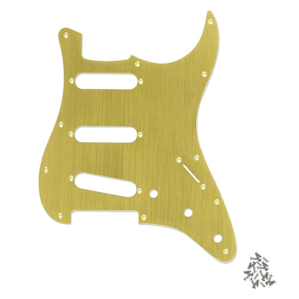 SSS 11-Hole Electric Guitar Strat Pickguard Backplate Cavity Cover for American Standard Guitar Gold