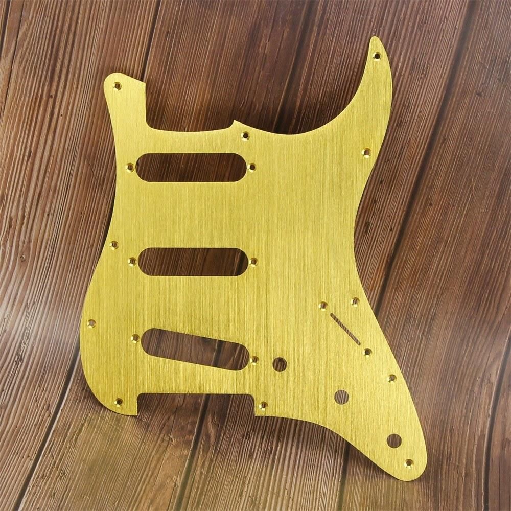 SSS 11-Hole Electric Guitar Strat Pickguard Backplate Cavity Cover for American Standard Guitar Gold