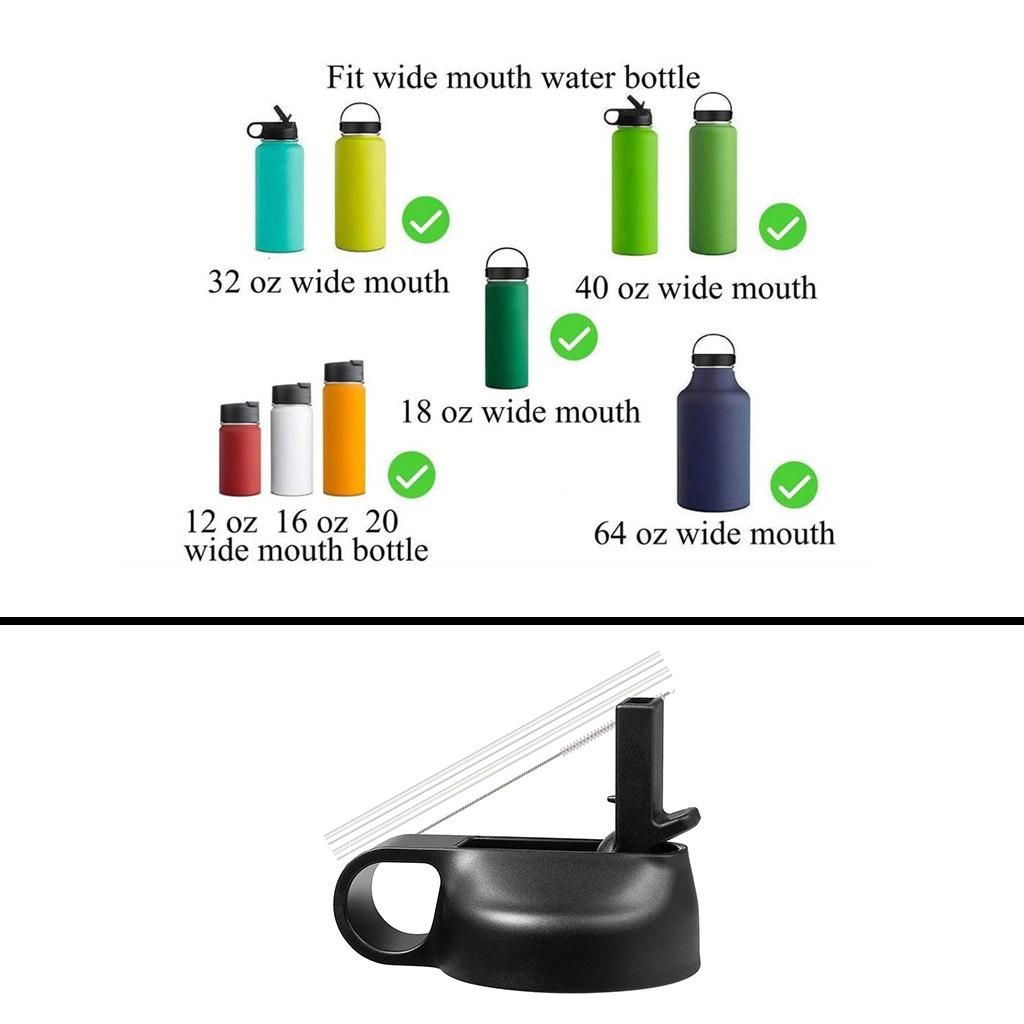 4PCS Straw Lid For Wide Mouth 12-64oz Water Bottle Drinkware