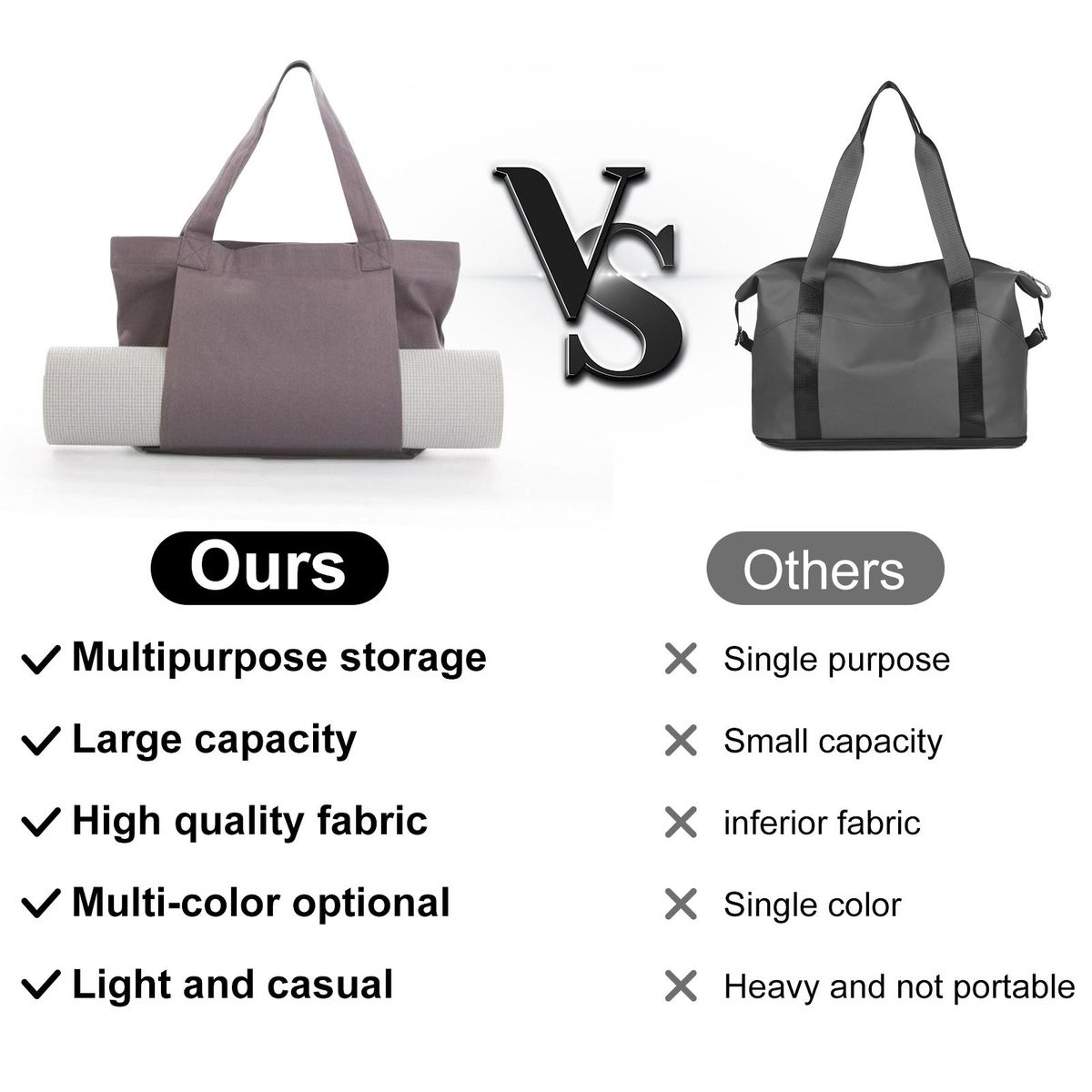Gym Bag Portable Yoga Mat Storage Bag Grey