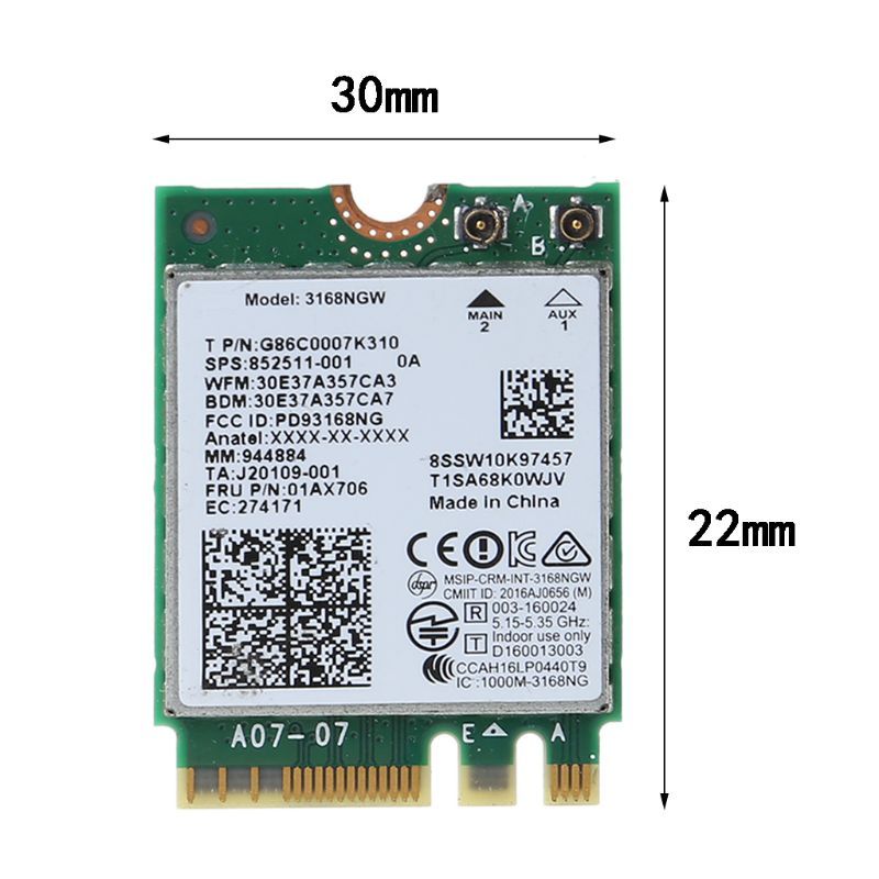 Wireless Wlan Card For In-tel 3168 AC 3168NGW NGFF M.2