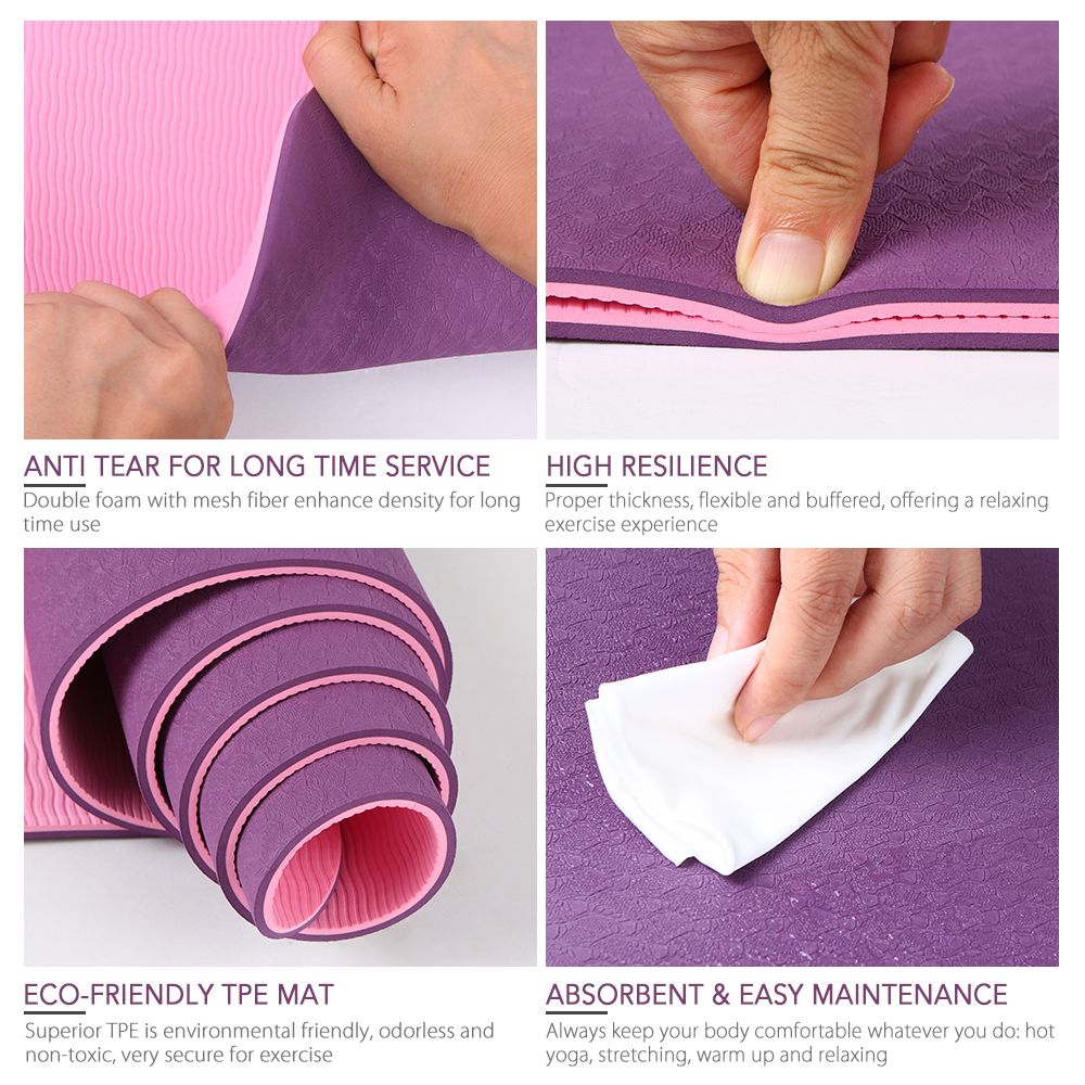 72x24IN Non-slip Yoga Mat TPE Eco Friendly Fitness Pilates