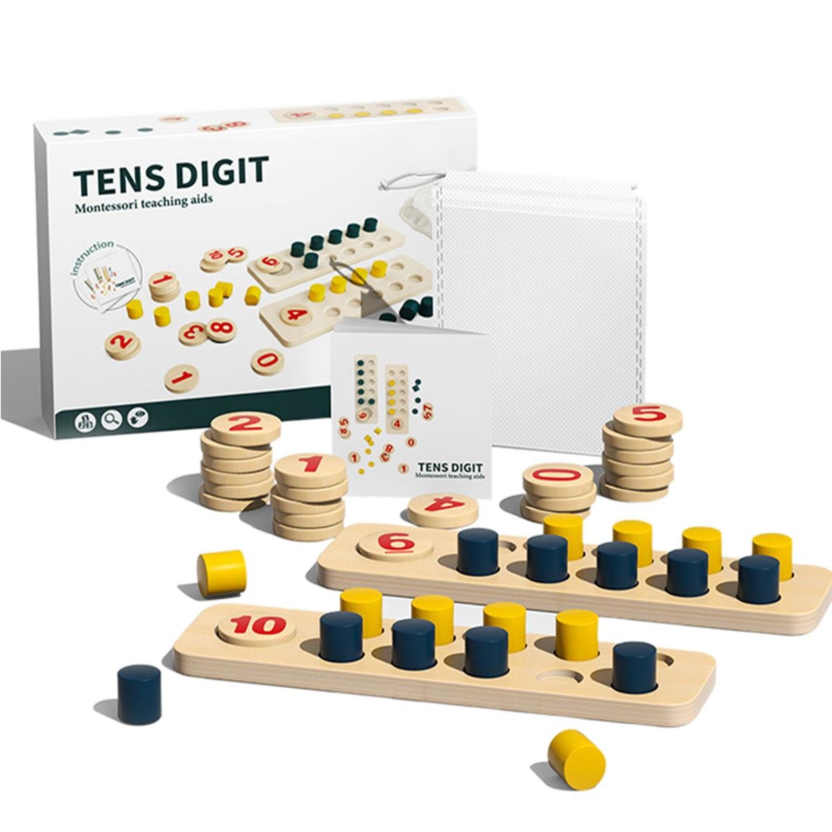 1 Set Wooden Math Toy Parent-child Interactive Math Counting Wooden Toy