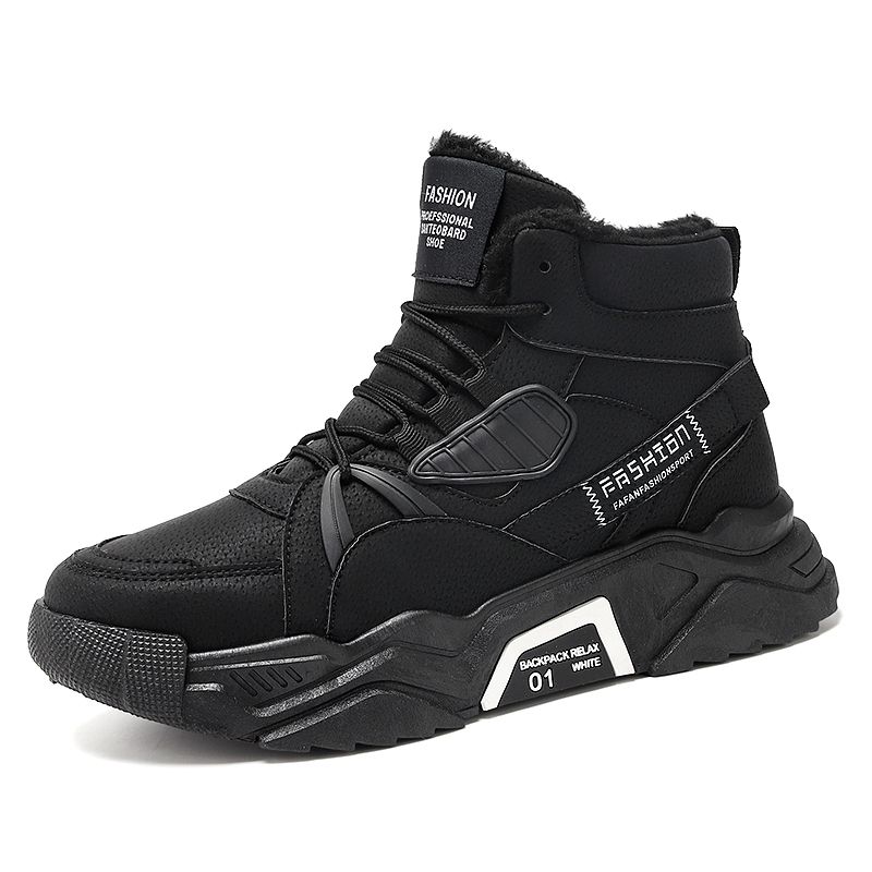 Autumn Winter Snow Boots  Men Warm Plush Boots High Top Shoes Chaussure Mans Casual Shoes Western Desert Footwear Male Sneakers-gray