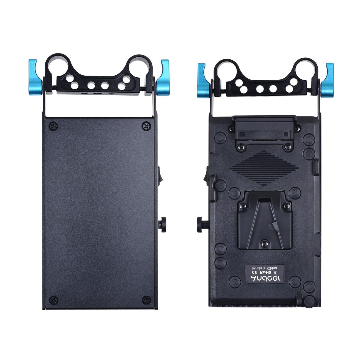 Andoer V Mount V-lock Battery Plate Adapter with 15mm Dual Hole Rod Clamp LP-E6 Dummy Battery Adapter for BMCC BMPCC Canon 5D2/5D3/5D4/80D/6D2/7D2 for Monitor Audio Recorder Microphone Frequency Divider