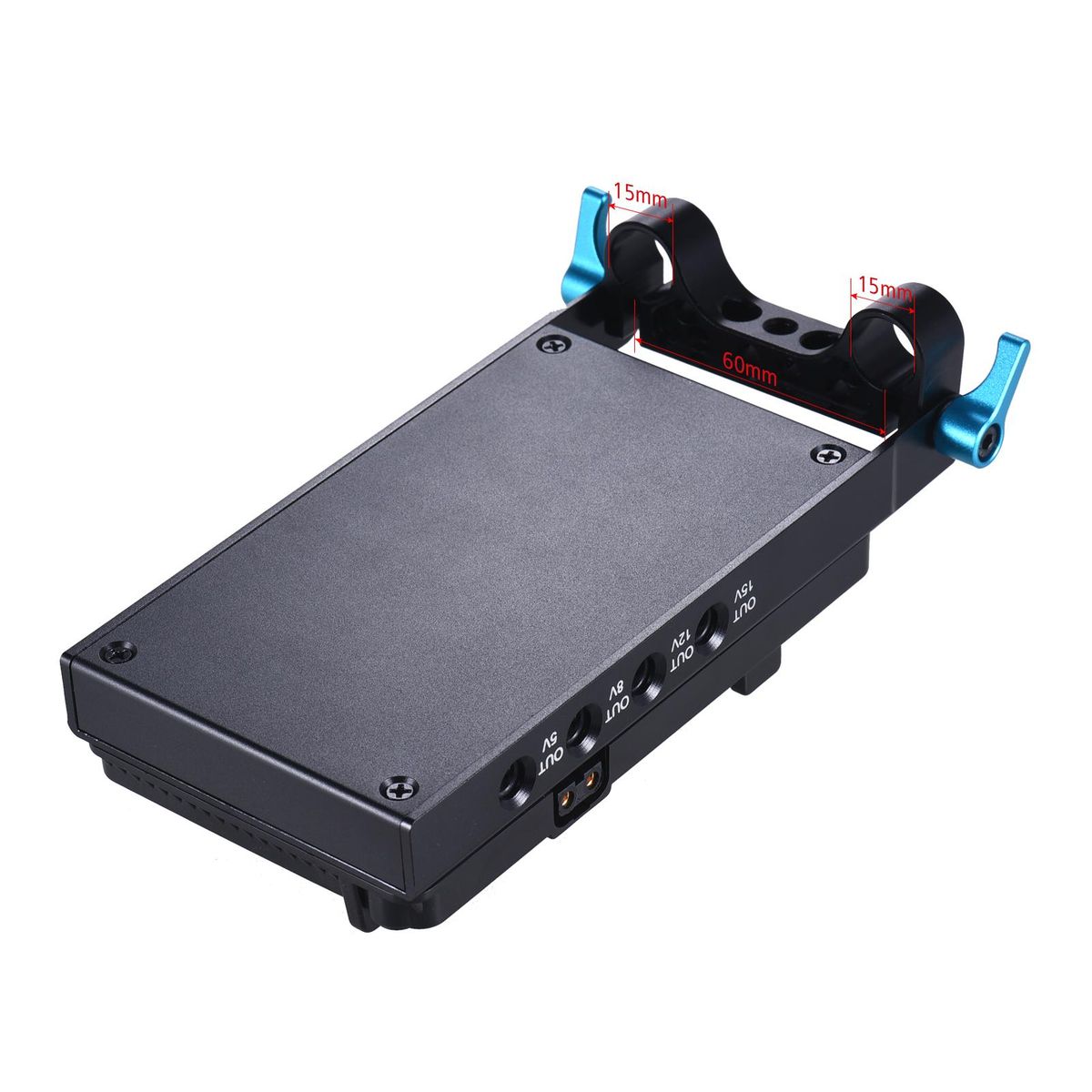 Andoer V Mount V-lock Battery Plate Adapter with 15mm Dual Hole Rod Clamp LP-E6 Dummy Battery Adapter for BMCC BMPCC Canon 5D2/5D3/5D4/80D/6D2/7D2 for Monitor Audio Recorder Microphone Frequency Divider
