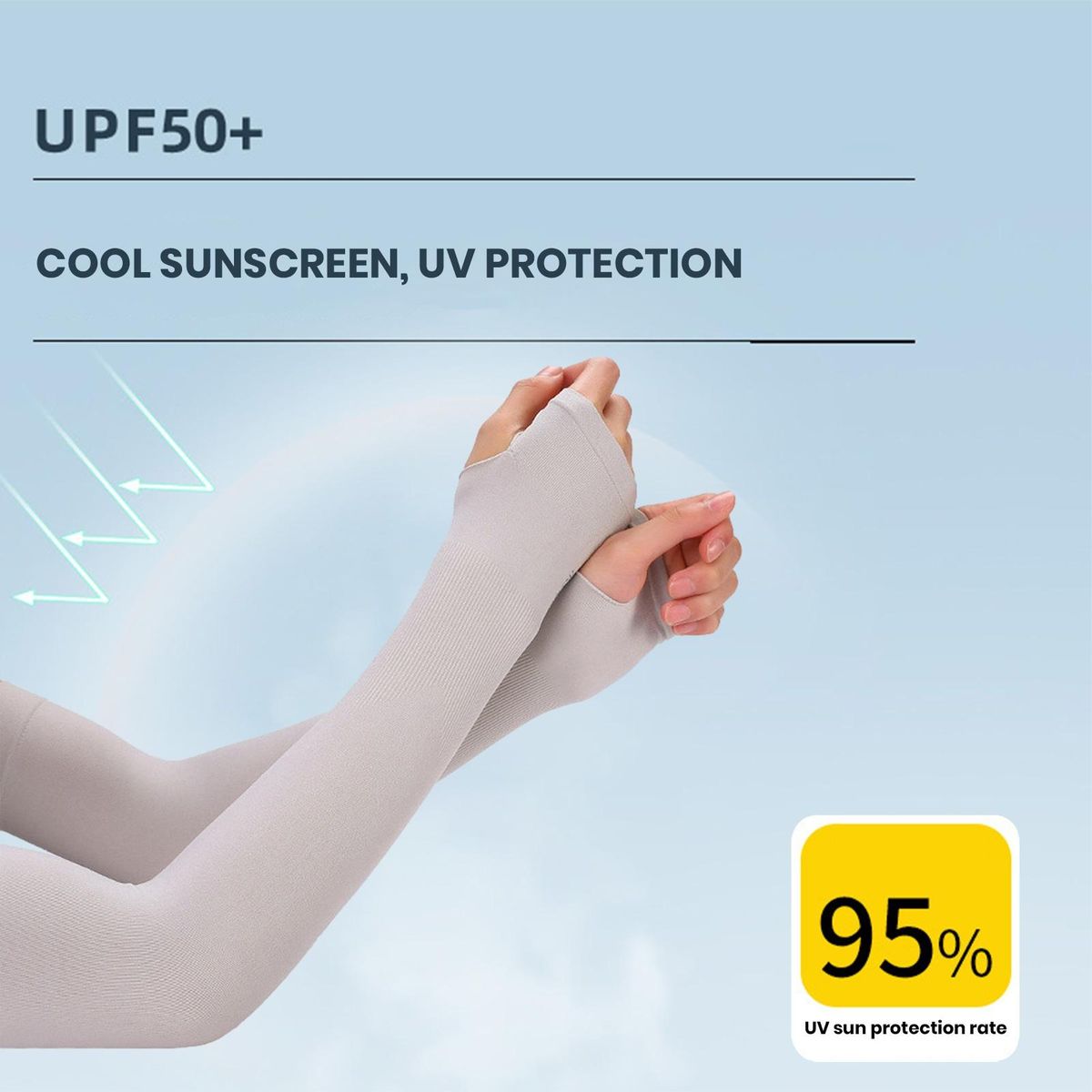 Sunshield Arm Sleeves Ice Silk Thumbhole Design Unisex for Cycling Grey