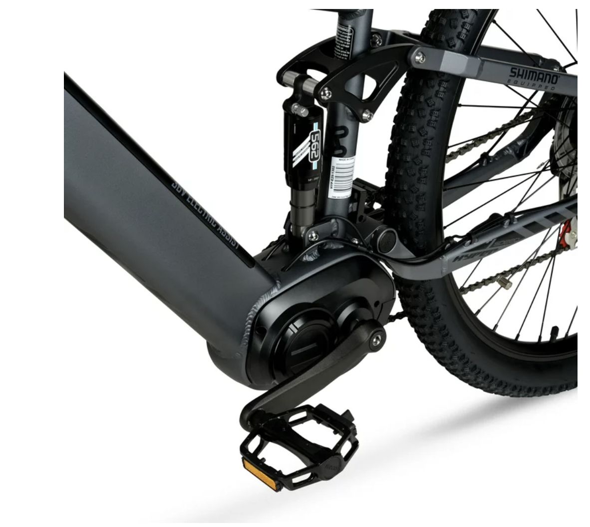 E-Ride Electric Bike, Mid-Drive MTB Dual-Suspension, 36 Volt Battery, 20+ Mile Range,