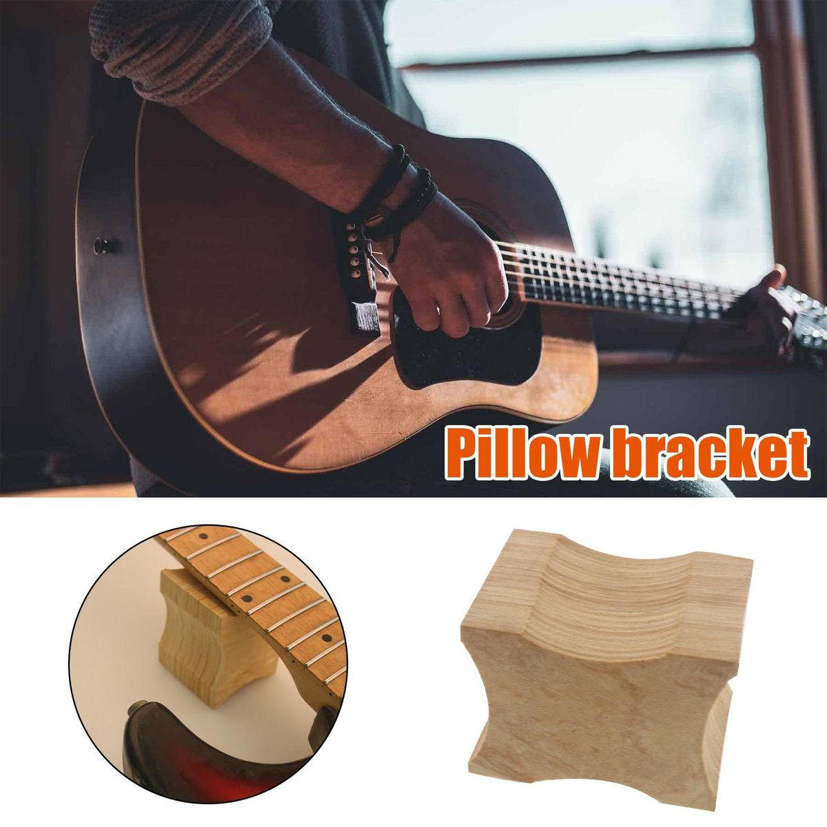 Compact Guitar Neck Support Pillow High Durability Easy to for Neck Wooden Color