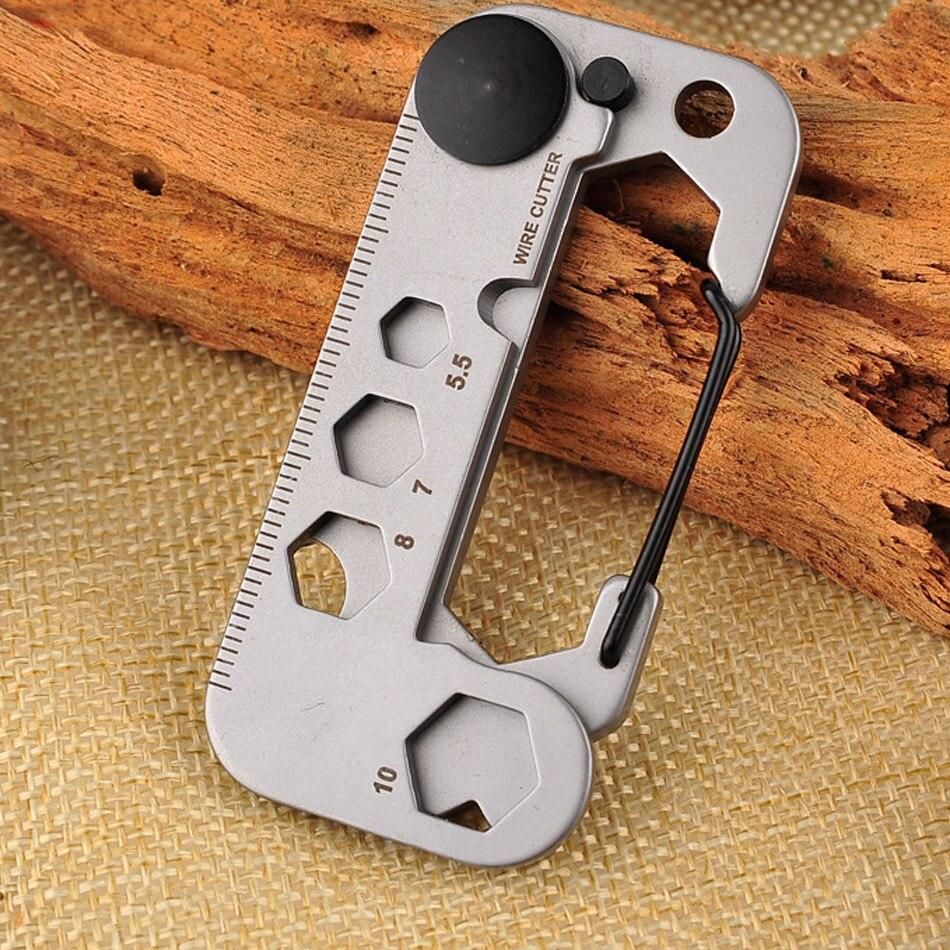 Multifunctional EDC outdoor gadget camping mountaineering key ring portable wrench screwdriver bottle opener
