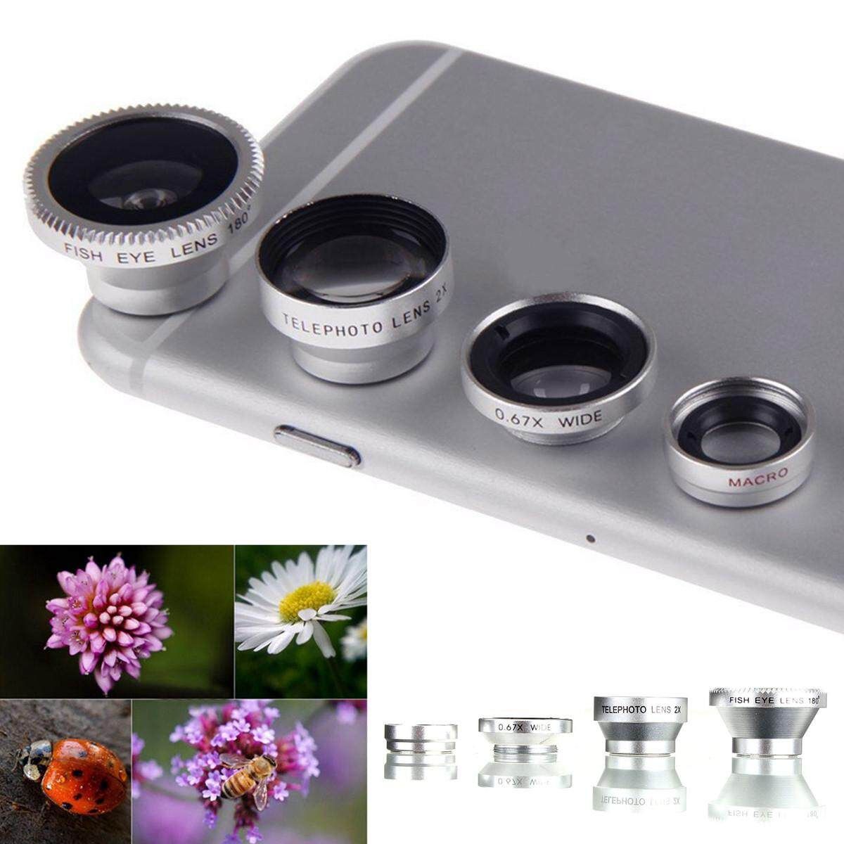 Universal Phone Tablet 4in1 Fish Eye+Wide Angle+Macro+Telephoto Lens Camera Kit