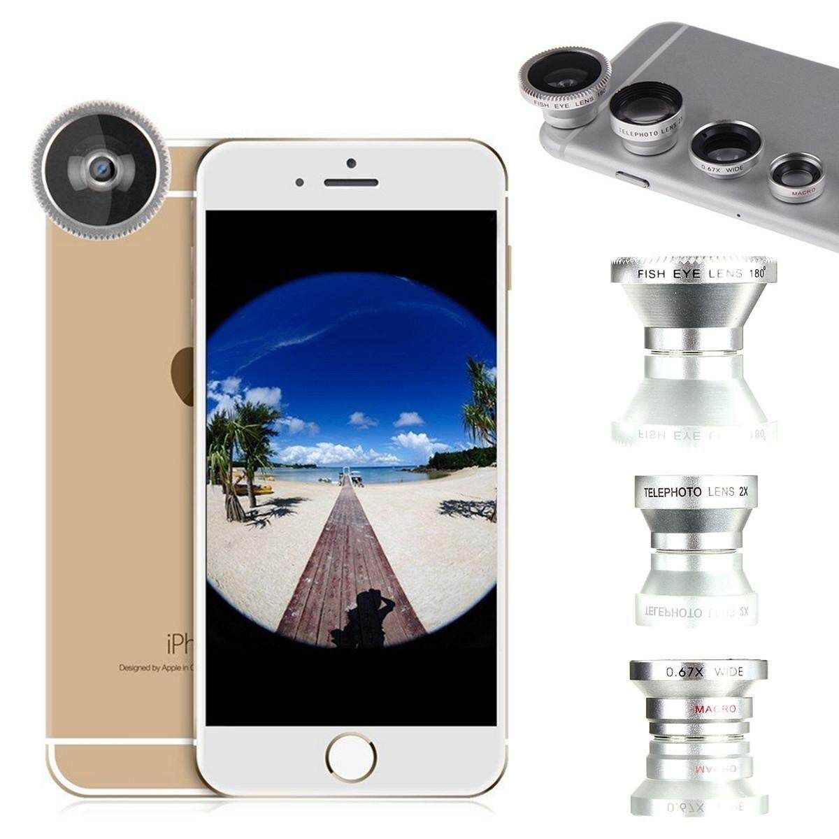 Universal Phone Tablet 4in1 Fish Eye+Wide Angle+Macro+Telephoto Lens Camera Kit
