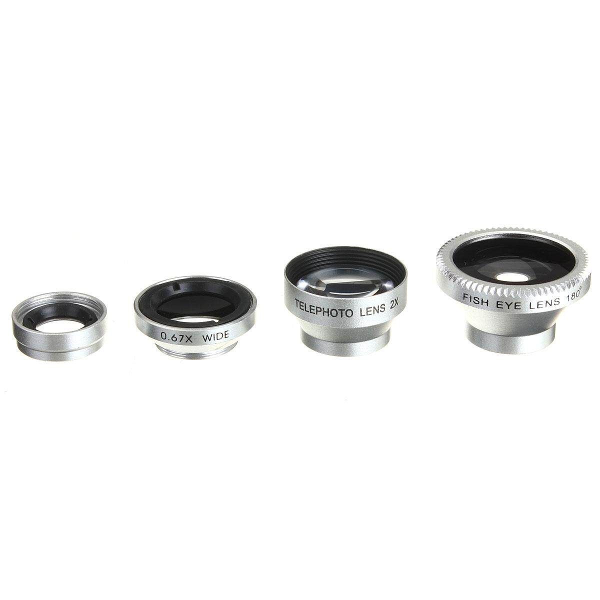 Universal Phone Tablet 4in1 Fish Eye+Wide Angle+Macro+Telephoto Lens Camera Kit