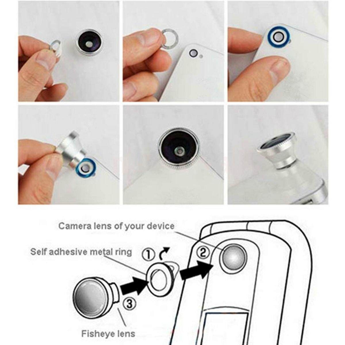 Universal Phone Tablet 4in1 Fish Eye+Wide Angle+Macro+Telephoto Lens Camera Kit