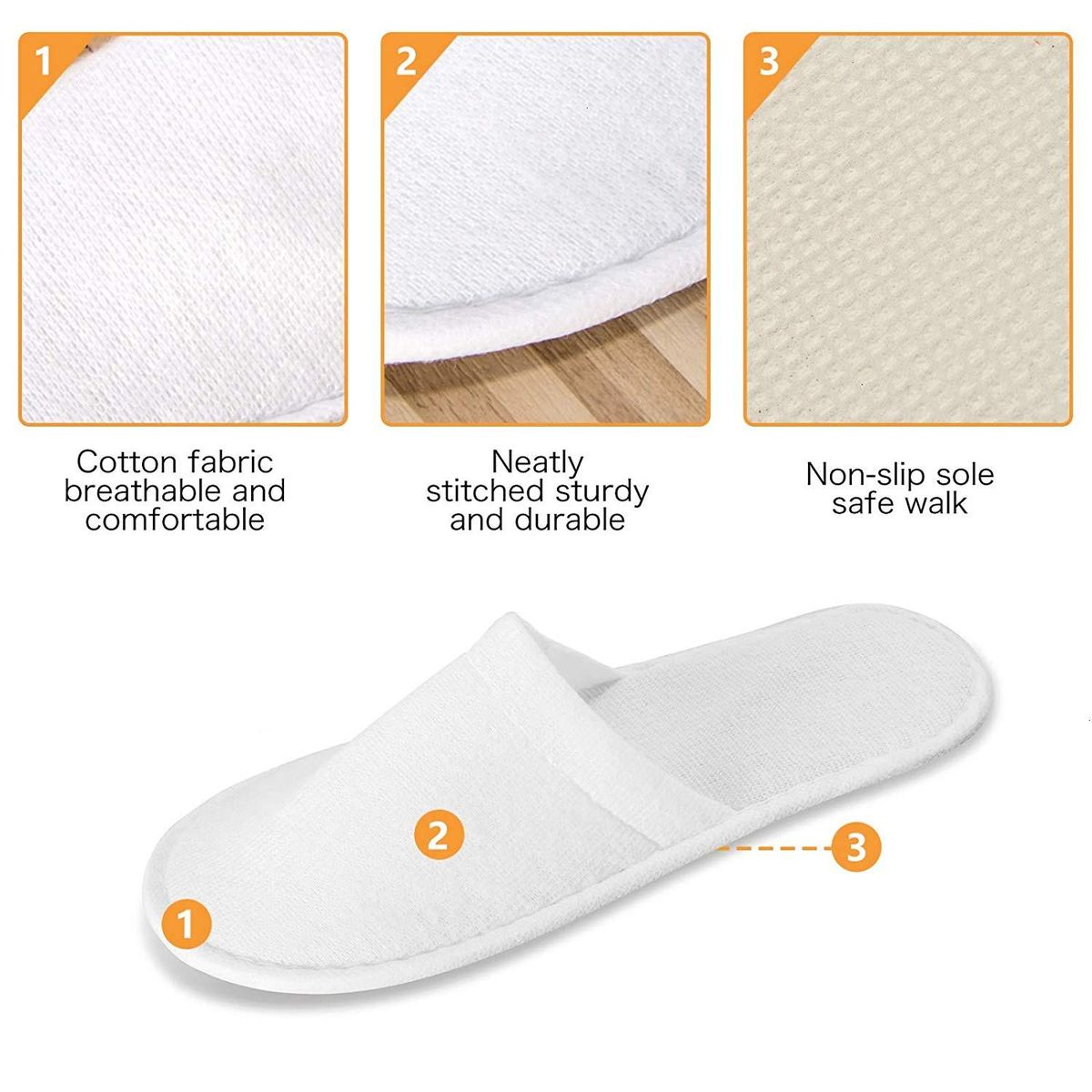 Disposable Slippers,12 Pairs Closed Toe