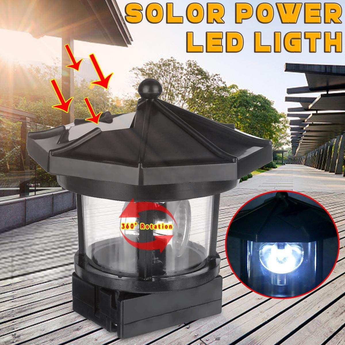 Solar Powered LED Rotating Lighthouse Light Garden Lawn Lamp Yard Outdoor Decor