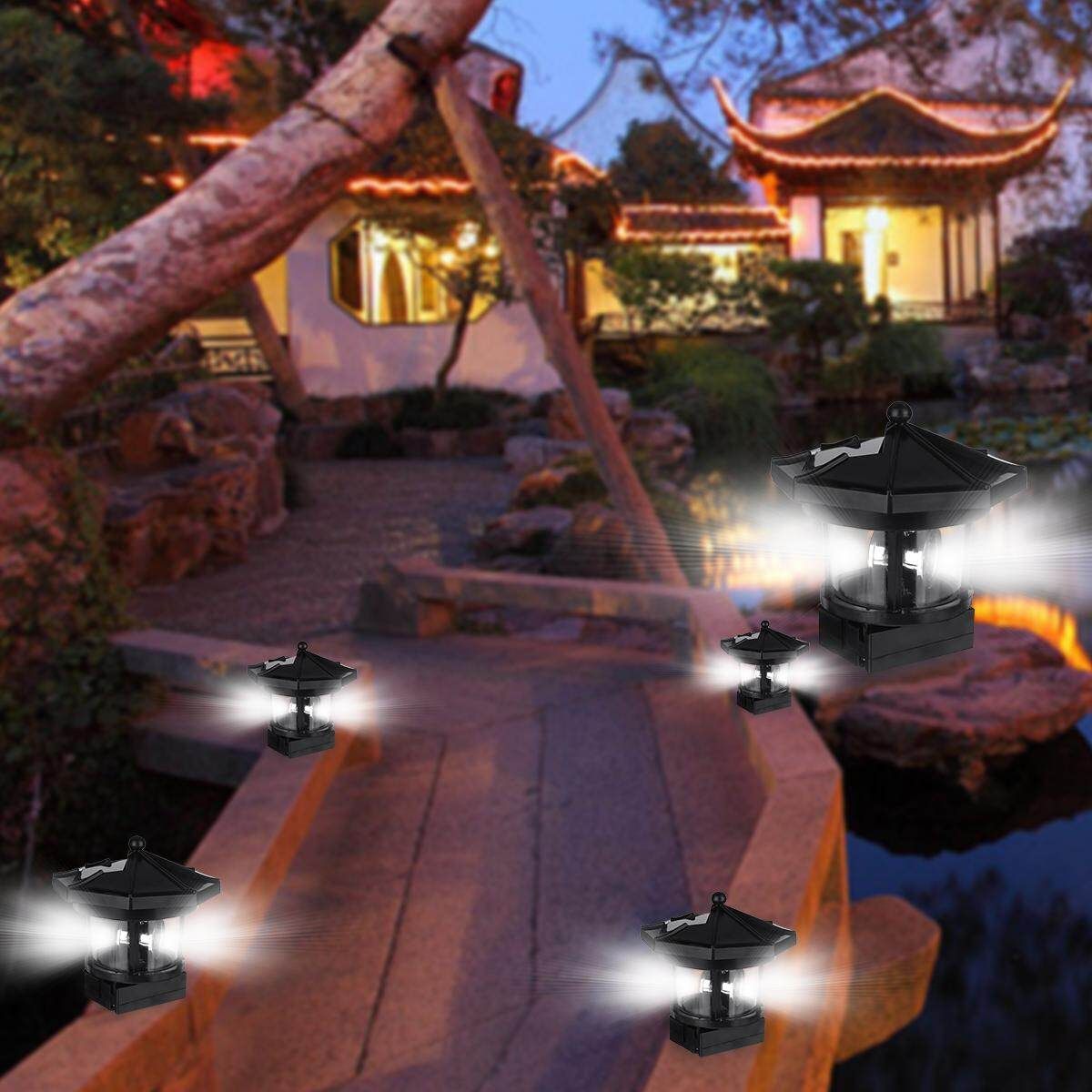 Solar Powered LED Rotating Lighthouse Light Garden Lawn Lamp Yard Outdoor Decor
