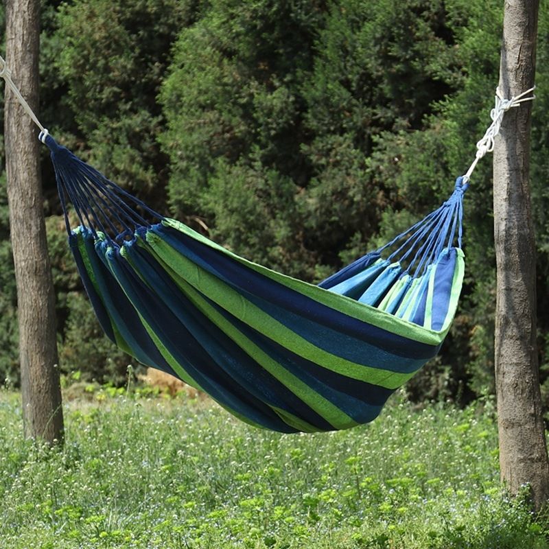 Canvas Hammock  260x80  Non-stick Single (Blue Stripes )