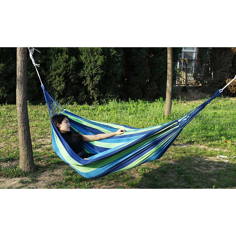 Canvas Hammock  260x80  Non-stick Single (Blue Stripes )