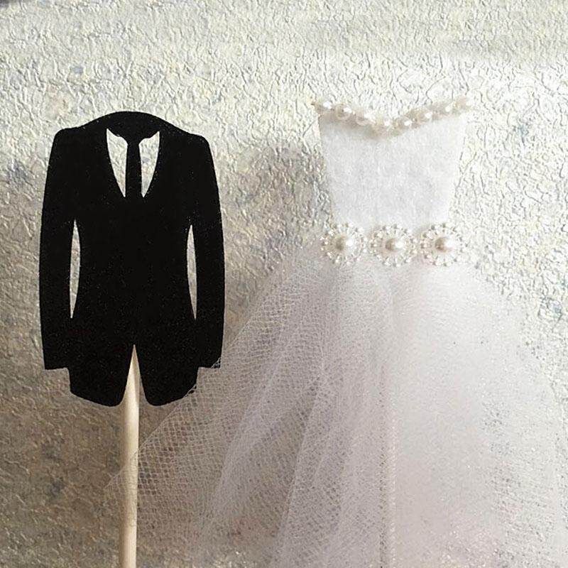 2PCS For One Set Bride And Groom Cake Topper Custom Wedding Cake Inserted Decoration Birthday Wedding Dessert Table Decoration