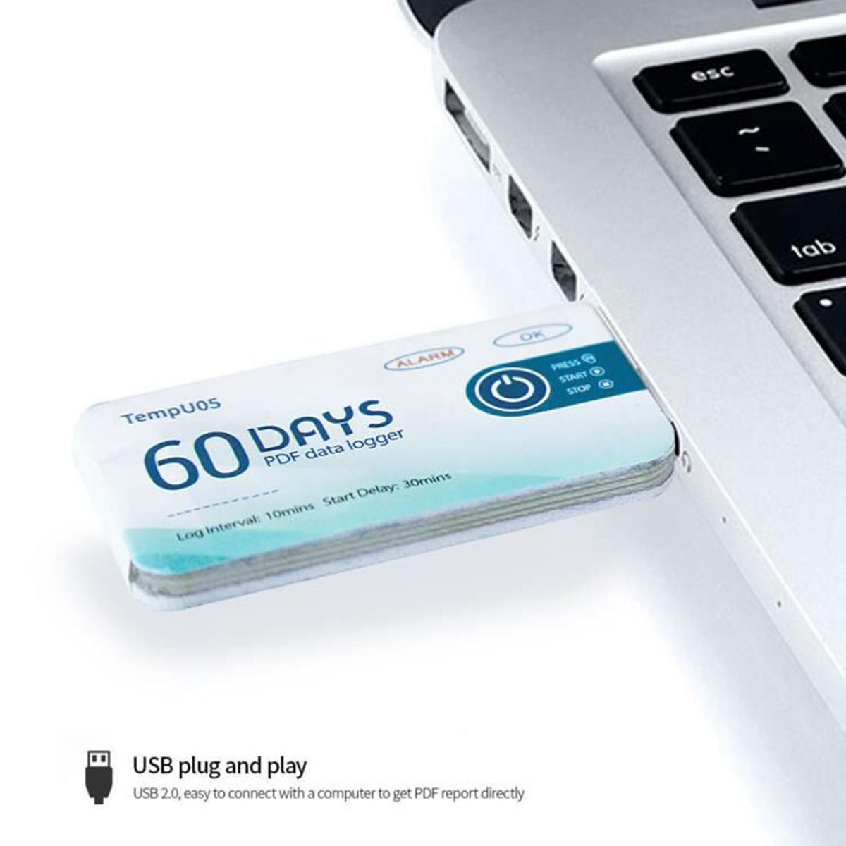 Temperature Data TempU05 60 PDF Report Temperature Recorder Single Use USB Temperature Record Instrument
