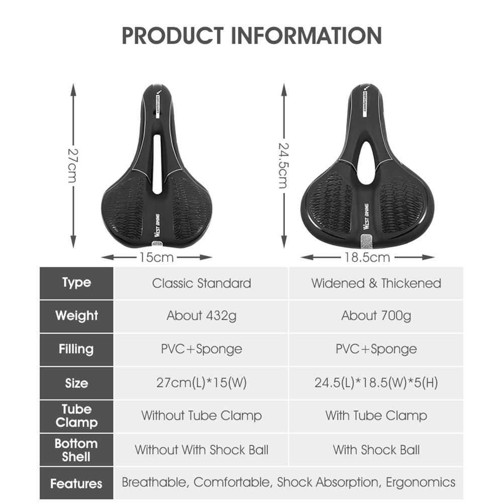 WEST BIKING Bicycle Saddle MTB Bike Seat Waterproof Soft