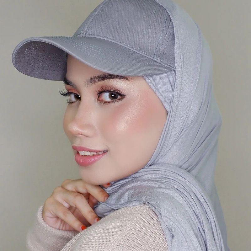 2022 New Muslim Fashion Baseball Caps With Jersey Scarf Hijab Shawl Hat Scarf Set Turban Bonnet WJ