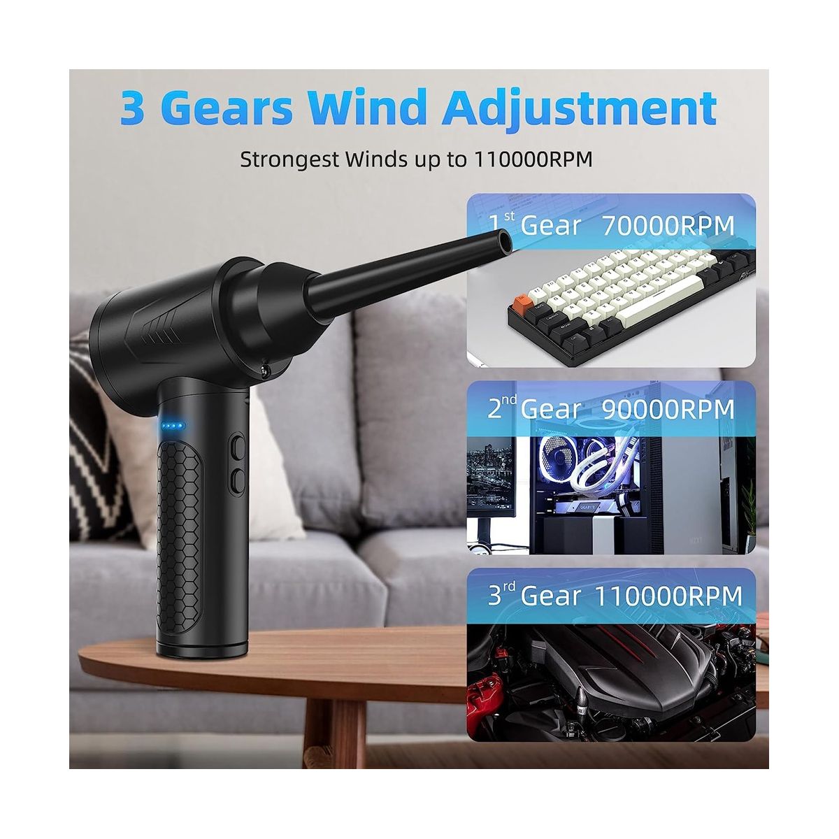 Multipurpose Electric Duster and Air Blower, Compressed Air Cleaner