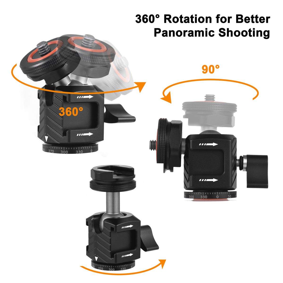 Multi-functional Mini Ball Head 360°Rotatable Aluminum
