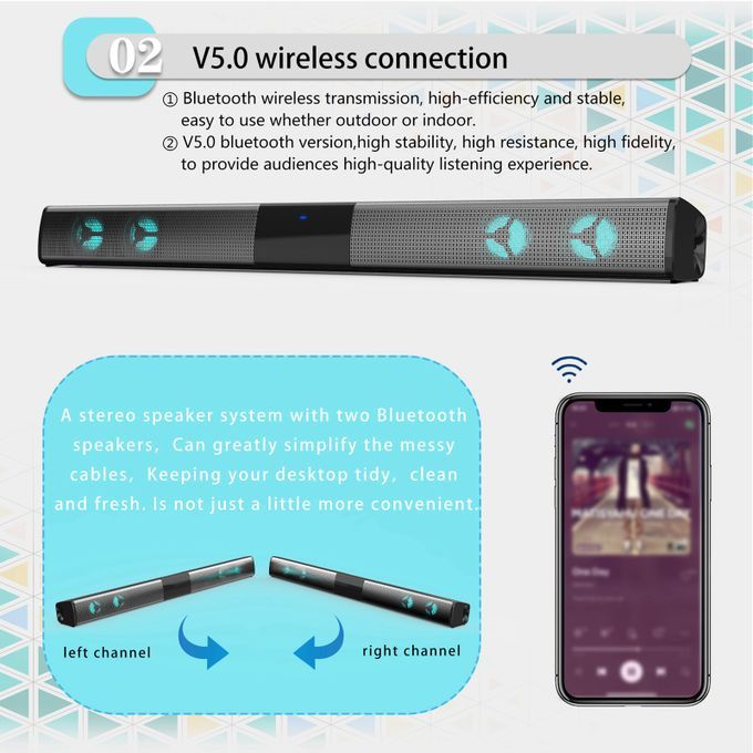 TV Sound Bar 3D Stereo Surround Speaker For PC Computer Colorful Box