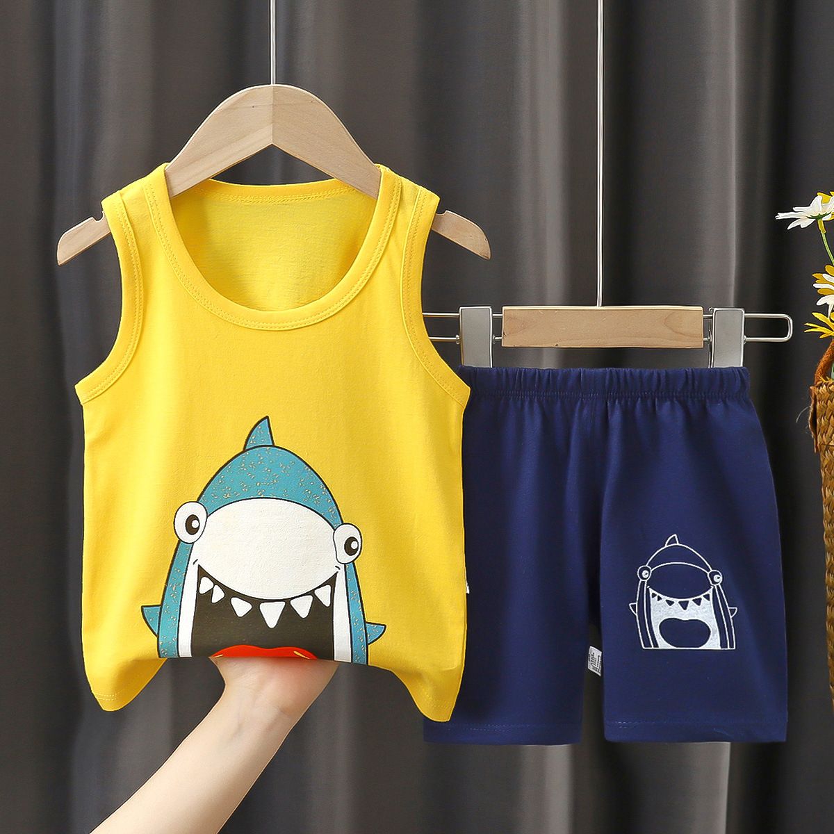 Summer Cotton Children's Short Sleeve Suit - Huang