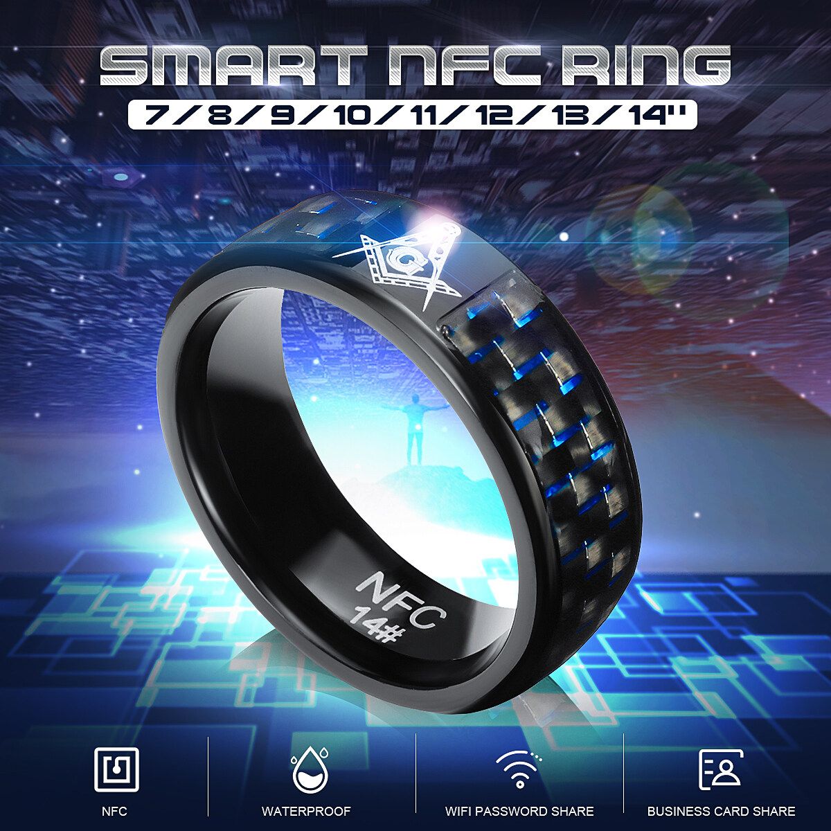 Android Mobile Connect Smart Magic Finger Ring Intelligen Size: 14