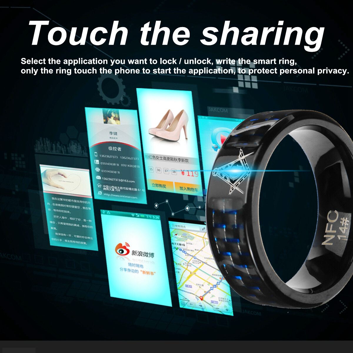 Android Mobile Connect Smart Magic Finger Ring Intelligen Size: 14