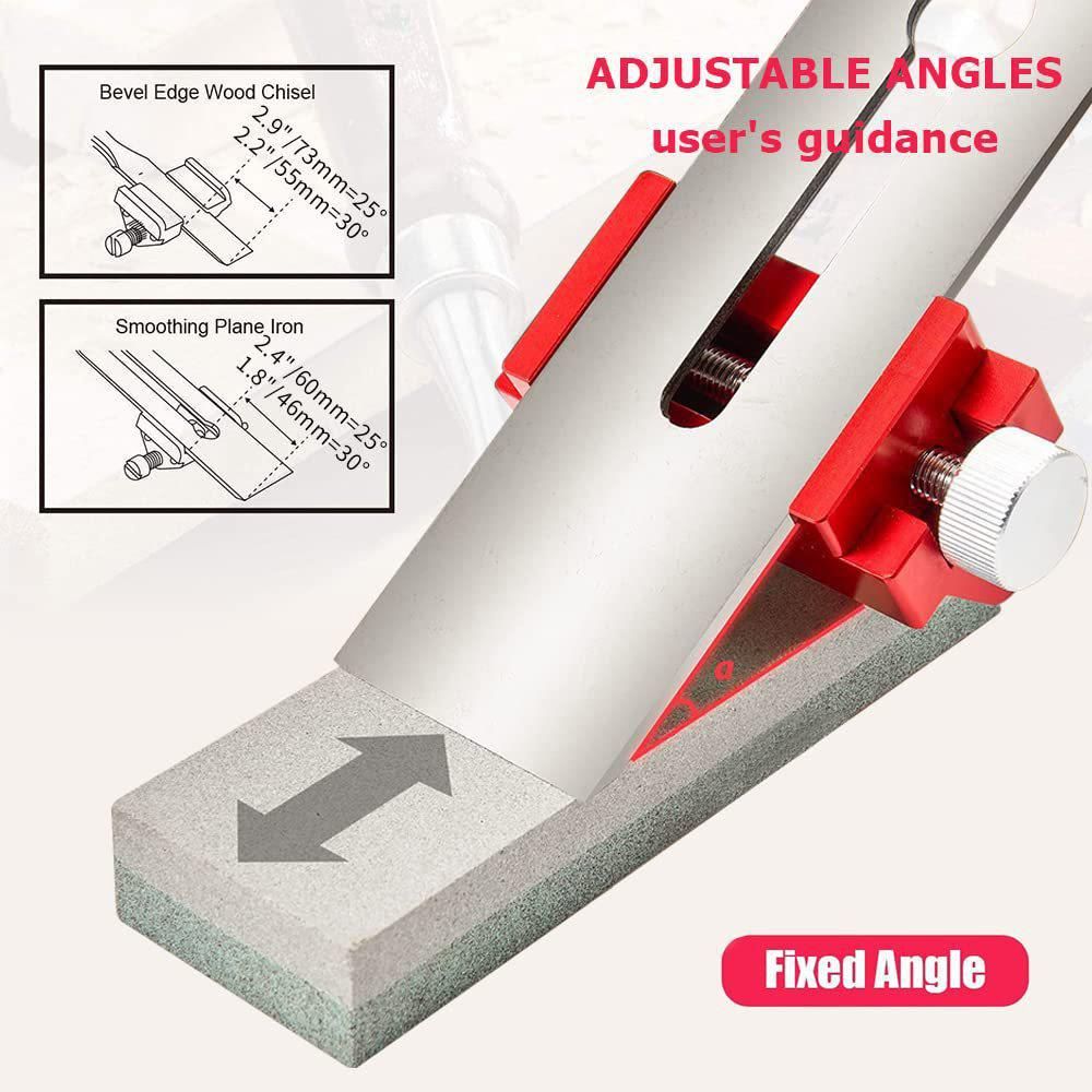 Aluminum Angle Adjustable Sharpener Woodworking Perforator Woodworking Tool Sharpening Jig Width Adjustment Inclined Edges Wood Chisel Fixing Bracket