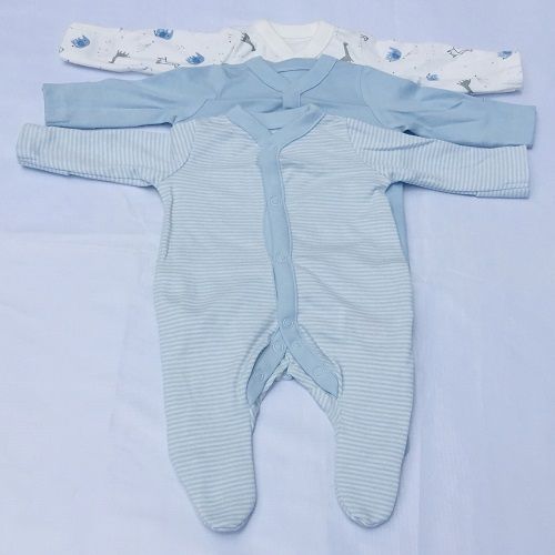 Giraffe Colored Popper Baby Sleepsuit - 3Pcs