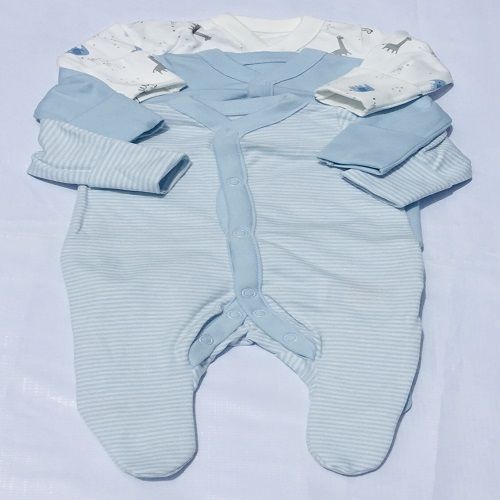 Giraffe Colored Popper Baby Sleepsuit - 3Pcs