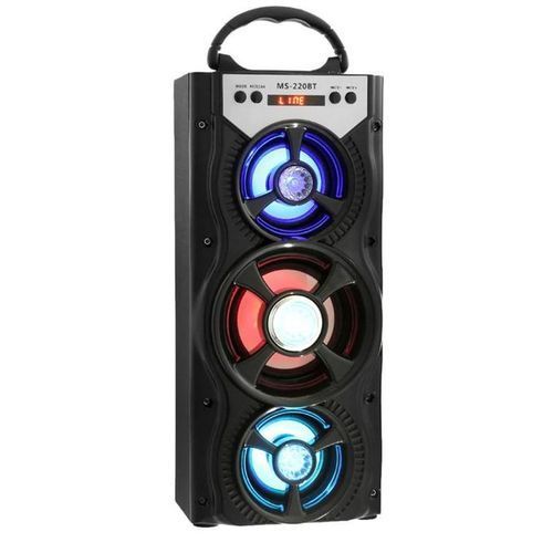 MS-220BT-A Portable Bluetooth Huge Stereo Sound Speaker FM Radio AUX Colorful Backlight
