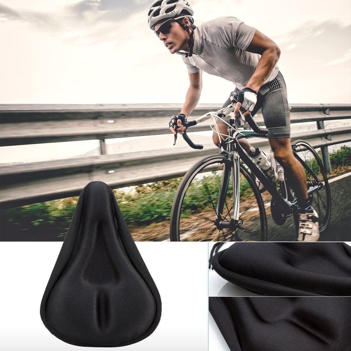 Gel Bike Seat Cover Soft Bicycle Seat Water Dust Resistant