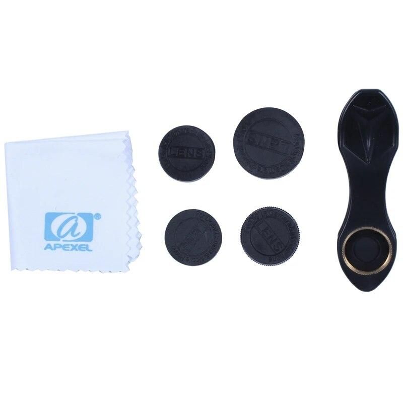 FFYY-Apexel Universal Clip 5 In 1 Camera Lens Kit For Iphone Samsung Xiaomi Smartphones Lenses Fisheye Macro Wide Angle Telescop