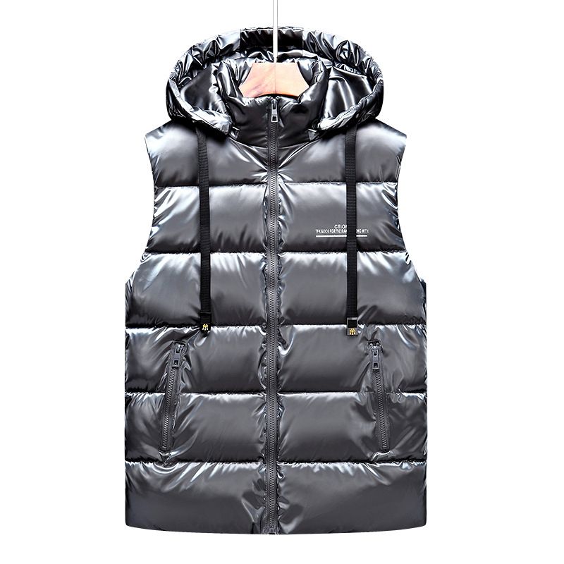 Hooded Vest Jacket Men Winter Puffer Waistcoat Male Warm Casual Zipper Jacket