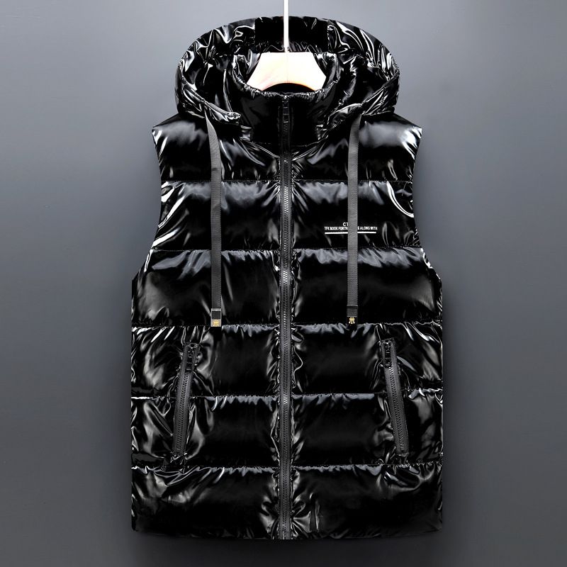 Hooded Vest Jacket Men Winter Puffer Waistcoat Male Warm Casual Zipper Jacket